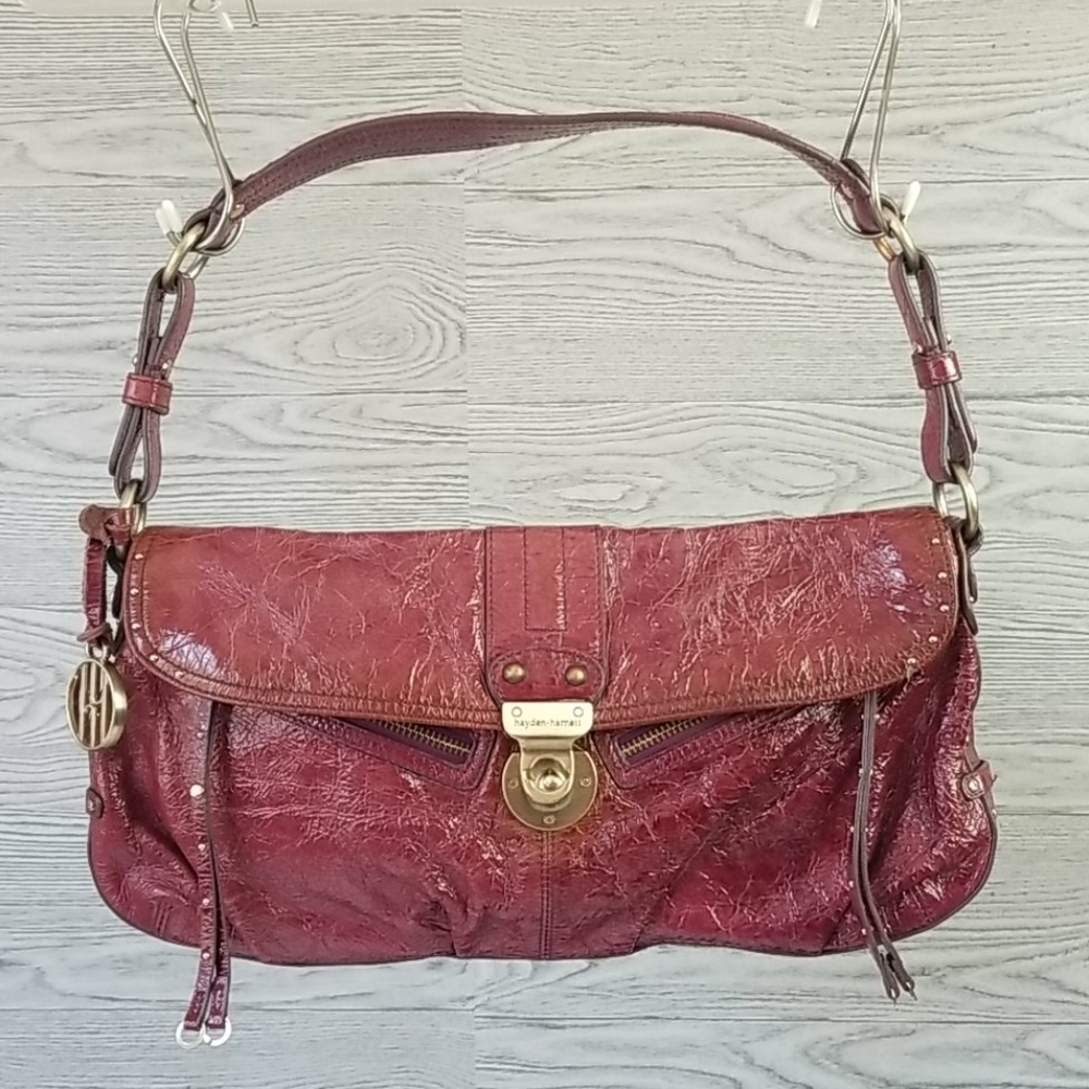 HAYDEN-HARNETT // ltd ed violet crinkle patent leather lorca shoulder bag